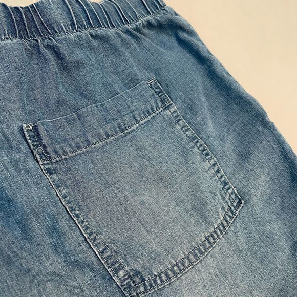 For The Republic Lg Shorts Tencil "Jean" Boho Drawstring Soft Flowy Cut Off Raw - Picture 13 of 14